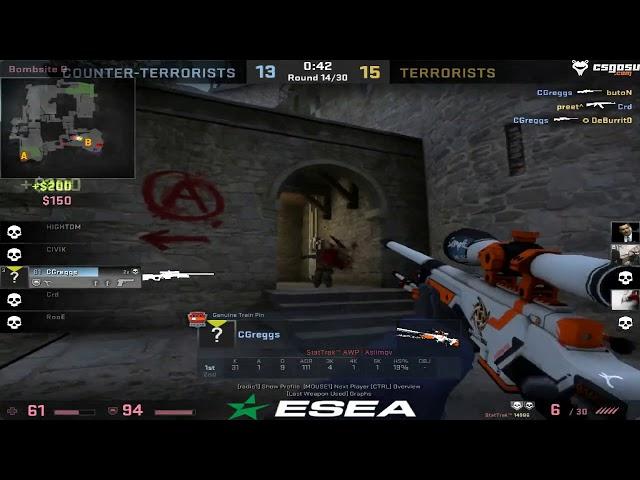 6 Second 1vs5 AWP Ace ESEA