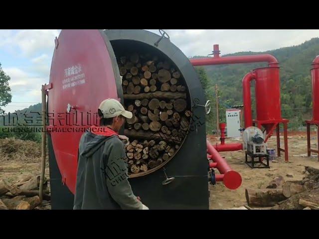 Wood Carbonization Pyrolysis Process Natural Wood Charcoal Making Machine Wood Charcoal Carbonizer