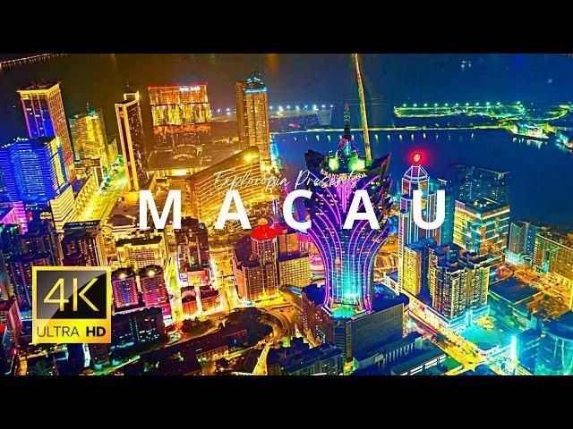 Macau, China  in 4K ULTRA HD 60FPS at night by Drone