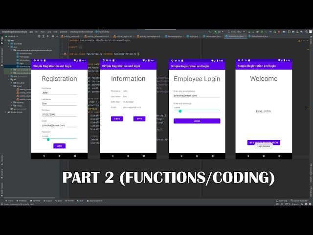 Simple Login & Registration Form Using Global Variables in Android Studio | Part 2 - Functionalities