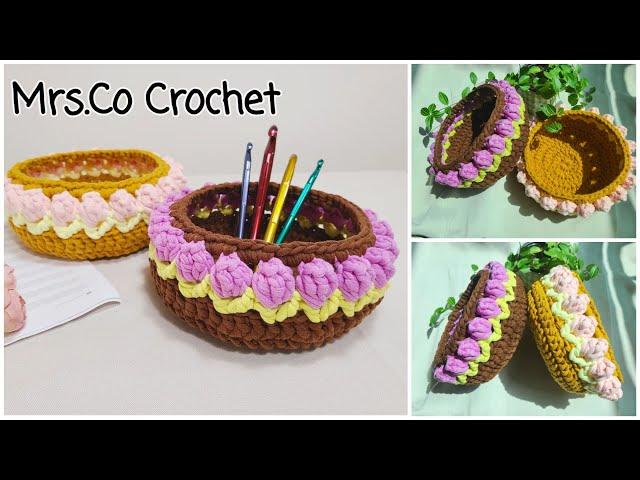 사랑의 고백 튤립바구니 crochet tulip basket