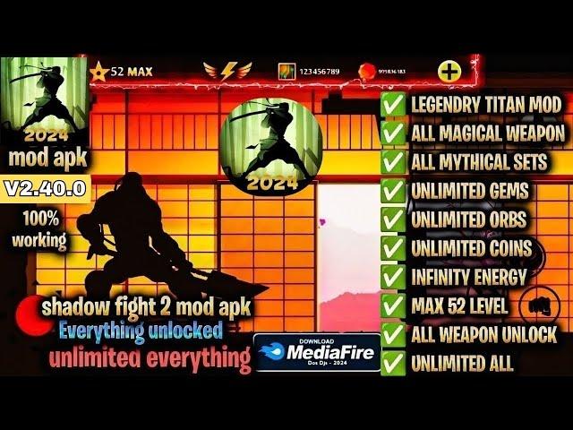 Shadow Fight 2 Mod Apk v2.40.0 || SF2 VIP Titan Mod  "Mod Apk + Unlimited All + Unlock All" In SF2