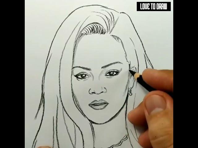 VERY EASY , how to draw rihanna / learn drawing tutorial