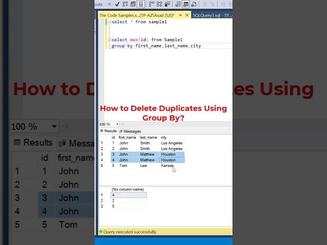 #SQL How to Remove Duplicates Using Group By? #datascience #programming #coding #sqltutorial