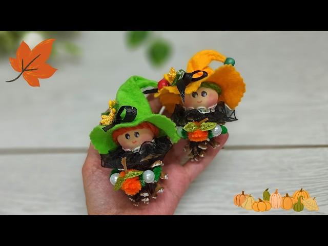 VERY SWEET Surprisingly Simple and Easy Way to Make a Cute Pine Cone Witch