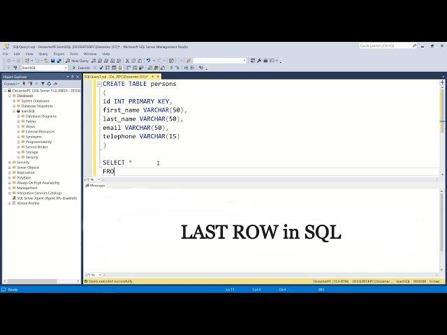 How to get LAST ROW in SQL