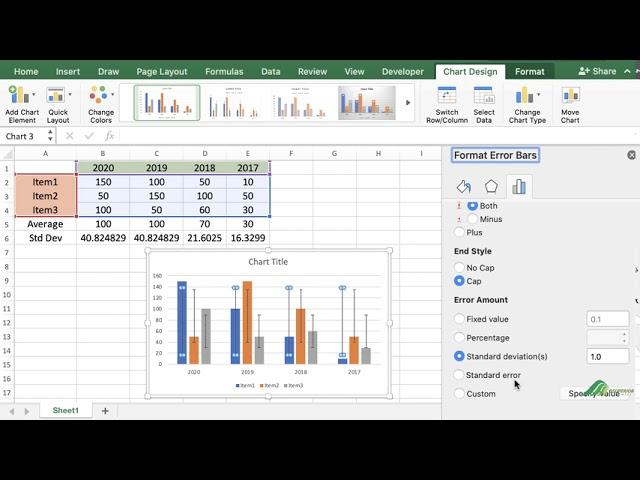 How to Add Individual Error Bars in Excel