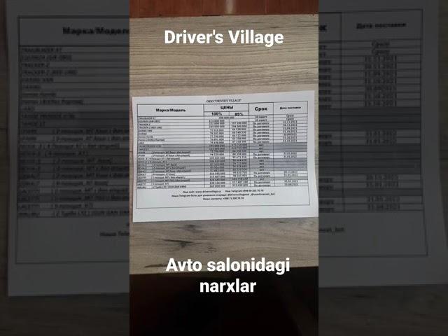 Driver's Willage Avto salonidagi narxlar 2021 #Shorts