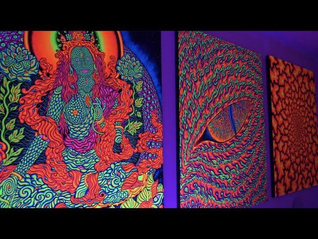 Unique Psychedelic Blacklight 3D Art Gallery of Alex Aliume in NYC (SoHo). Preview 2022.