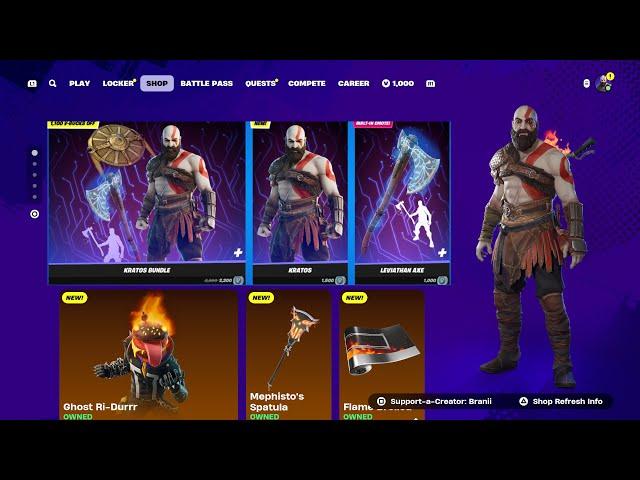 KRATOS SKIN + LEVIATHAN AXE PICKAXE RETURN RELEASE DATE IN FORTNITE ITEM SHOP 2024!