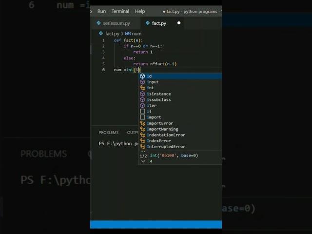 Factorial program in python.... #shorts #coding #programming