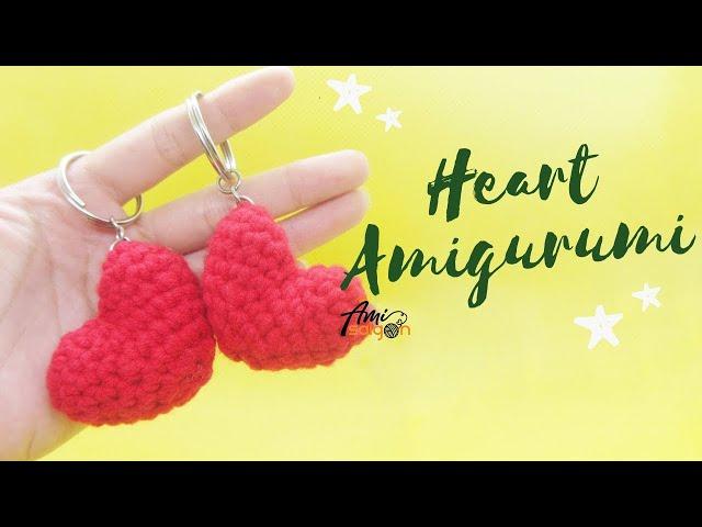 #002 | Crochet Amigurumi Heart keychain | Amigurumi Pattern for Beginners | @Ami Saigon