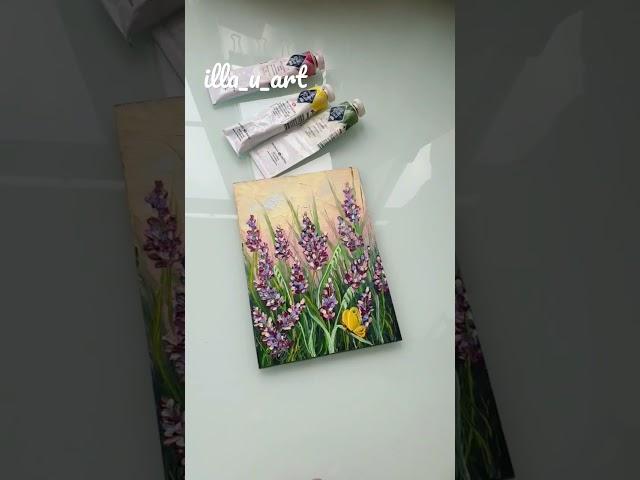 Bluebonnet Painting  Floral Original Art Butterfly  / Люпины Картина Цветы Бабочка