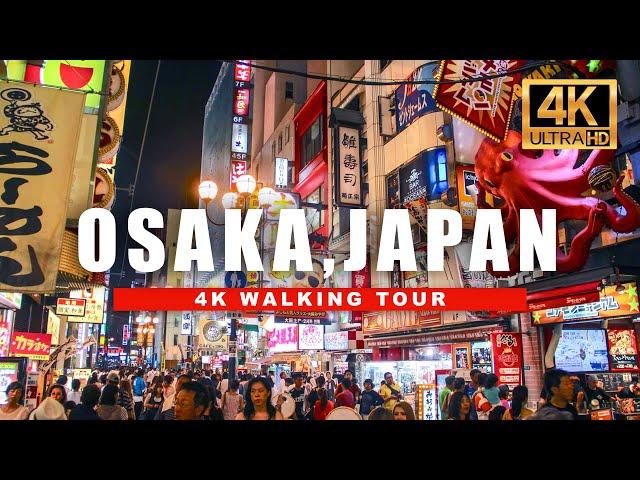   JAPAN OSAKA NIGHT WALK  DOTONBORI FOOD STREET [4K HDR - 60 fps]