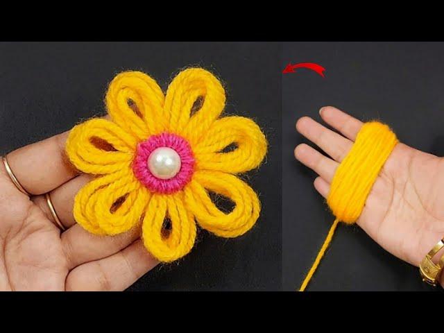 Easy woolen flower making using Finger - Embroidery flower making - diy wool flower