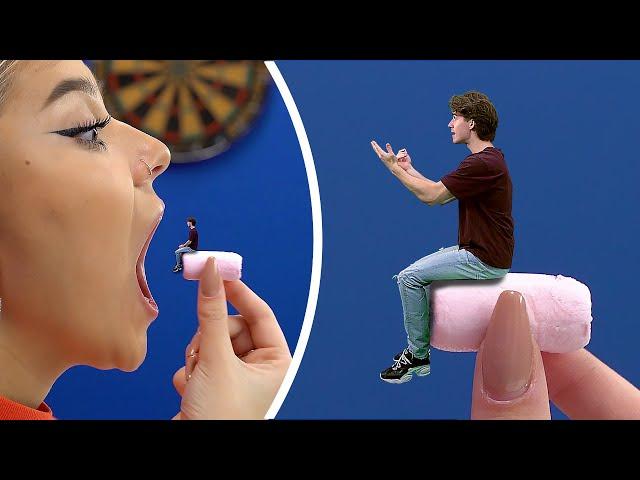 Swallowed the guy - Playing darts - Flying inside the bubble / Zoom-Zoom Shrunk Challenge