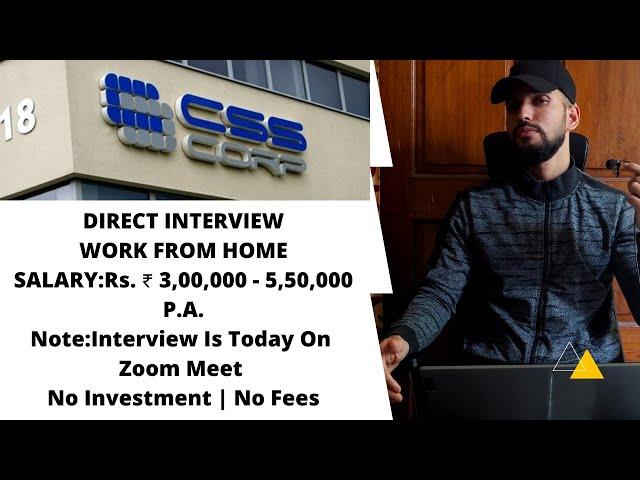 Work From Home Jobs | Salary: ₹ 3,00,000 - 5,50,000 P.A | Css Corp Off Campus Placement | Free Jobs