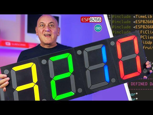 LARGE DIY Digital Clock 7 segment ESP8266 + Arduino CODE