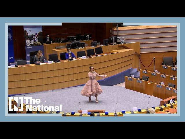 Afghan singer Aryana Sayeed performs at the European Parliament