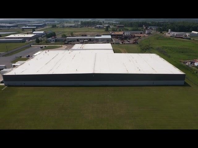 Drone shot of completed warehouse roof in Marshfield, Wi.