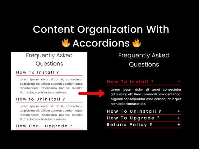 Content Organization with Animated Accordions|| CSS JS || 2021