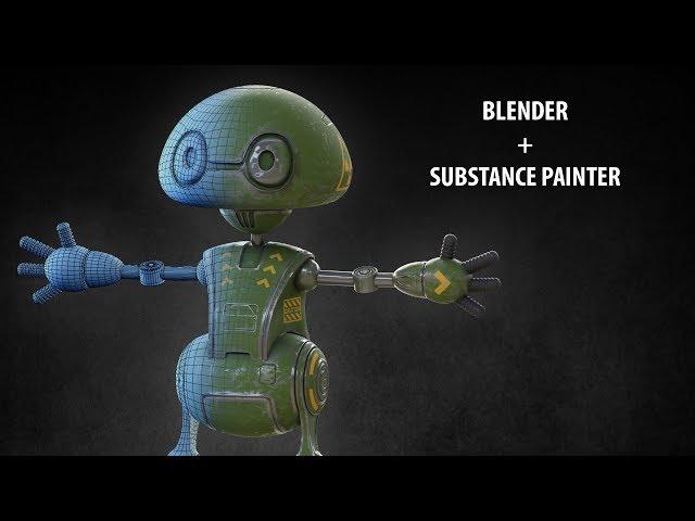 Blender2 79 Texturing a robot in Substance Painter render in Cycles