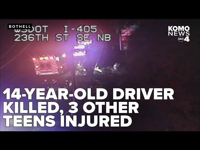 14-year-old driver killed, 3 other teens injured in crash on I-405