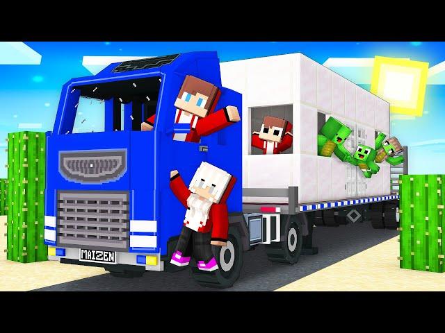 Mikey Family and JJ Family Survive Their First TRUCK TRIP in Minecraft (Maizen)