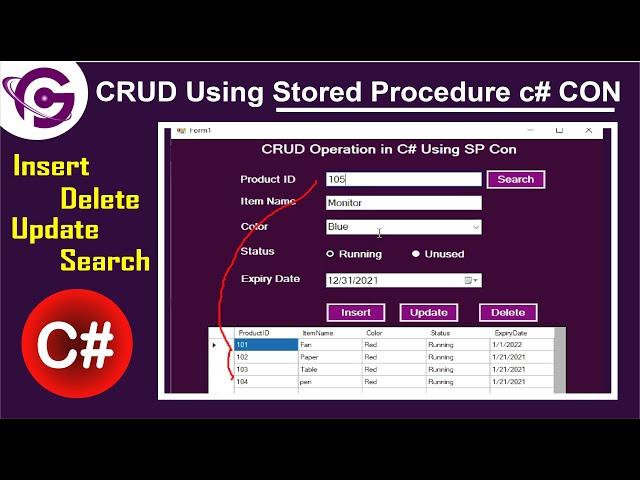 Complete CRUD Operation In C# With SQL Stored Procedure | Insert Delete Update Search