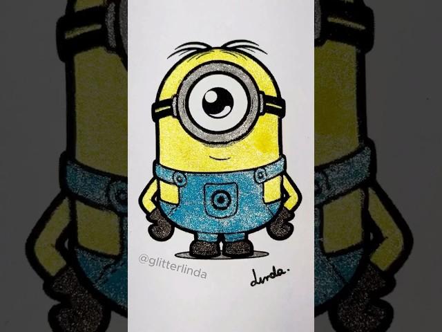 Stuart  #coloring #colouring #glittergelpens #satisfying #glitterpens #satisfyingvideo #minions