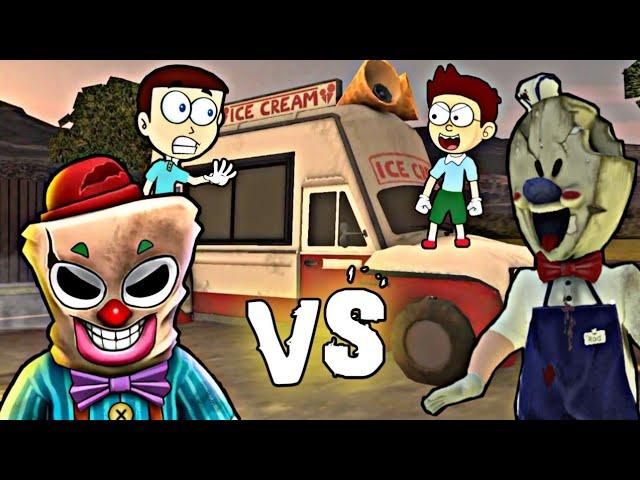 Ice Scream 3 vs Freaky Clown Town Mystery | Shiva and Kanzo Gameplay