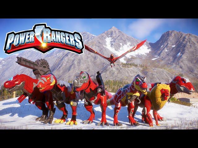 Power Rangers All Red Zords Battle: T-rex Champion Zord, TyrannoZord, T-Rex Zord, T-Rex Battle Zord