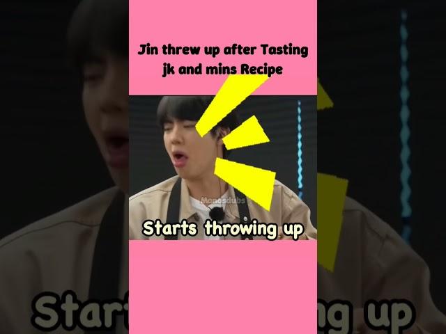 jin threw up after tasting jk and and mins recipe #jinkook #kookjin #jinkookmoments
