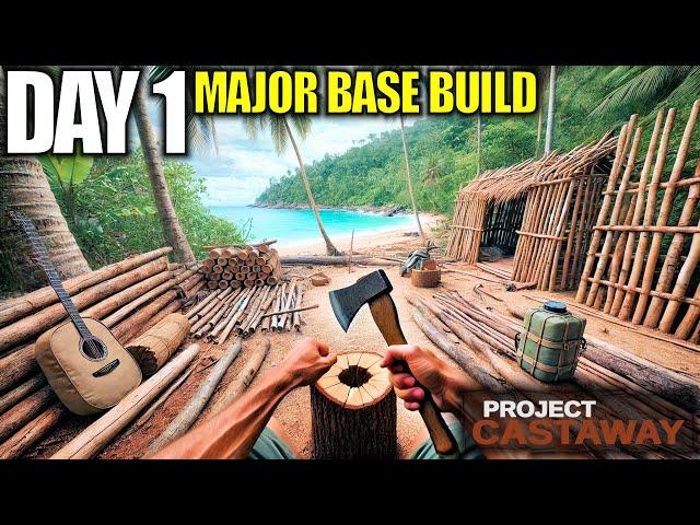 Over 100 Logs for this Day 1 Base | Project Castaway Gameplay | Part 1