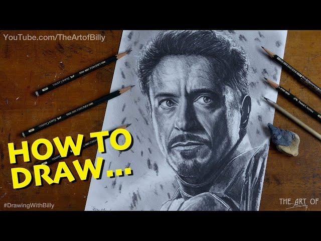 How To Draw Tony Stark Iron Man For Beginners (Robert Downey Jr in the Marvel Movies)