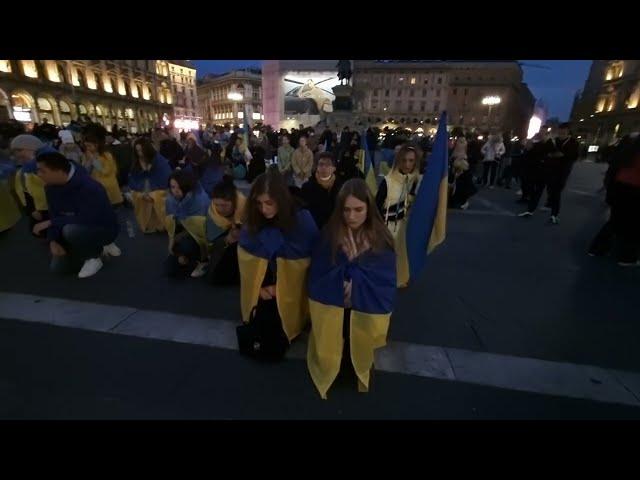 Prayer for peace in Ukraine -  Anti-war protests across Milan