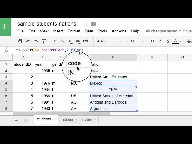 Match Columns with VLOOKUP in Google Sheets