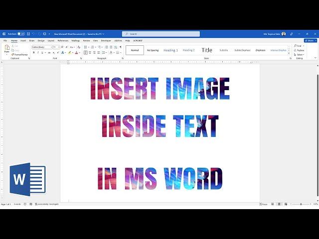 Insert an Image Inside of Text in Microsoft Word