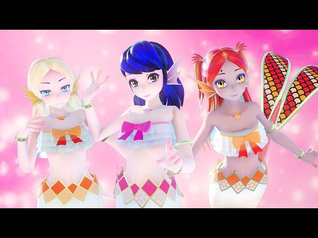 【MMD Miraculous】Mermaid Transformations (Marinette, Alya, Chloé) [FANMADE]【60fps】