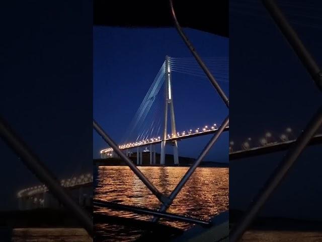 Владивосток, Мост на остров Русский вечером. #БлогВладивосток