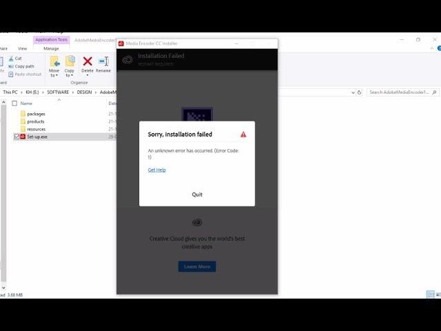 Adobe CC 2018 Installing Error and Solved