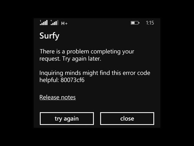 80073cf6 There is a problem completing your request FIX