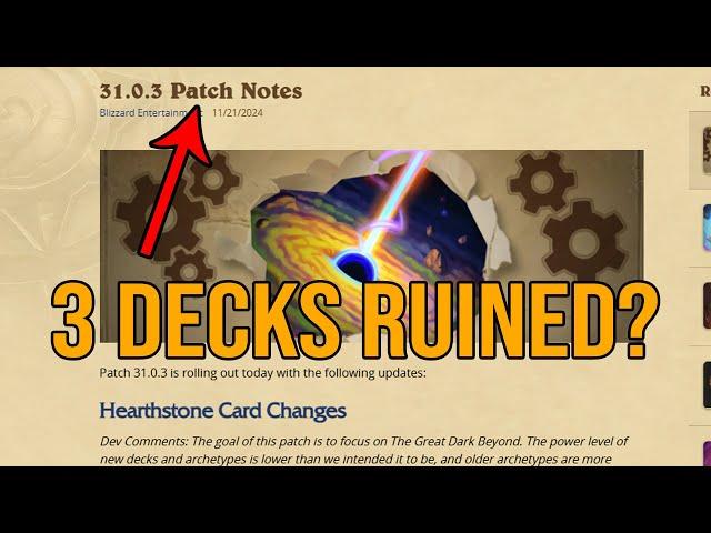 This New Hearthstone Patch DESTROYED 3 Decks in Wild