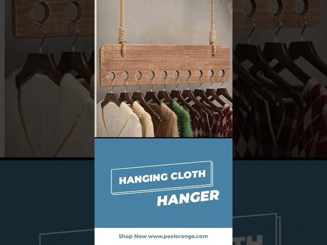 Ceiling Rope Hanging Wooden Clothes Hanger Rack.