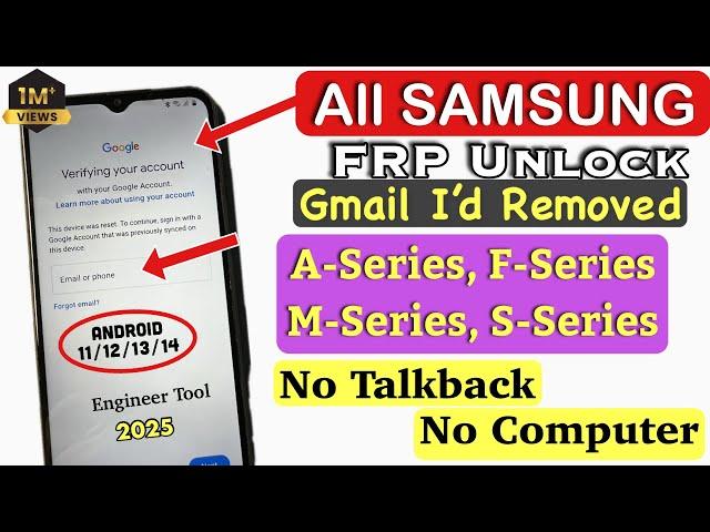 New Method 2025 || All Samsung FRP Bypass Android 11/12/13/14 Use *#0*# Google Account Bypass