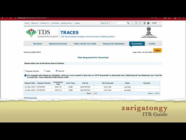 How to Download TDS Certificate form16b