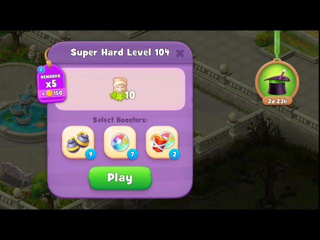 Gardenscapes Level 104 Walkthrough "No Boosters Used"