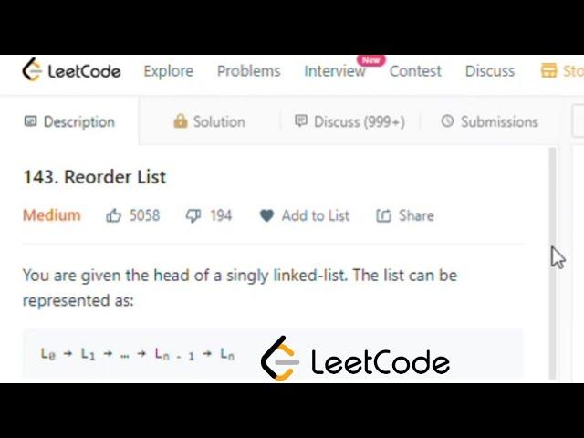 Reorder List | leetcode 143 | Reorder List Java Solution | Reorder List - JAVA | CoderNight