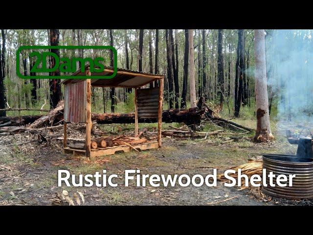 Episode 13 - Rustic Firewood Shelter - DIY Bushcraft Time lapse Firewood Hut