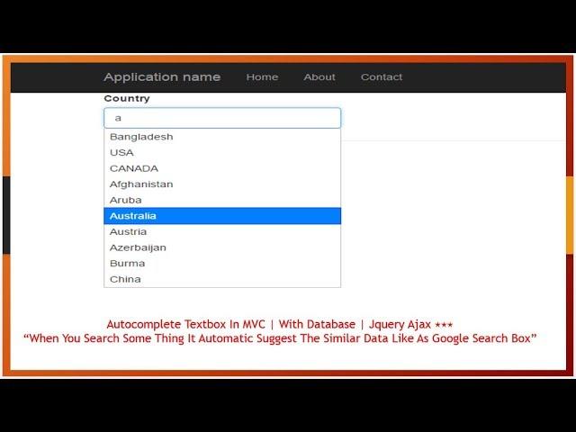 Autocomplete Textbox In MVC | With Database | Jquery Ajax